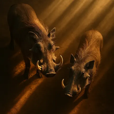 Two Varied Warthogs