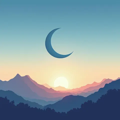 Vector Half Moon in the Day Sky