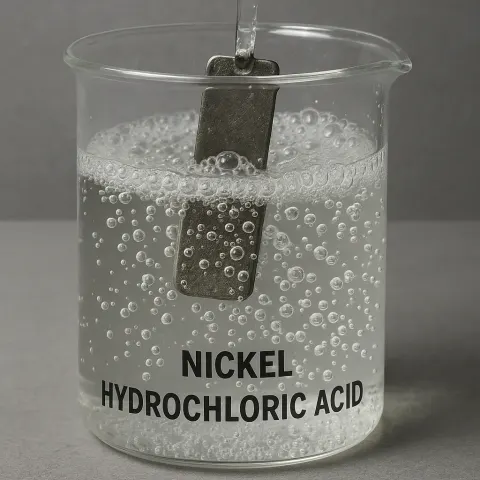 Nickel Sample Being Placed into a Beaker Containing Hydrochloric Acid