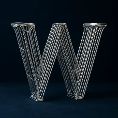 Finely Designed Three-dimensional Sculpture of the Letter W