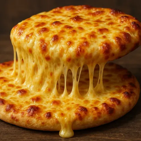 Luscious Layer of Golden Cheese Spilled Across the Crust