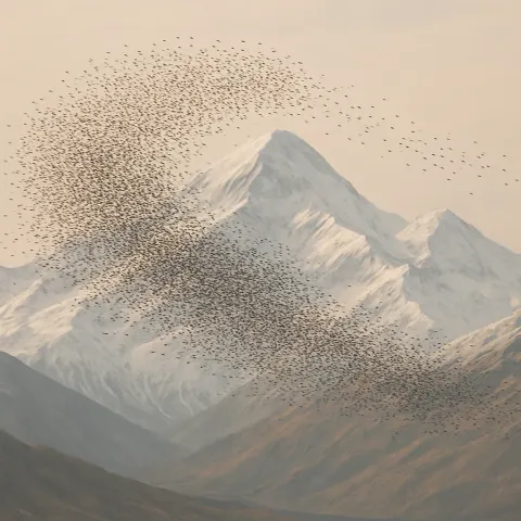 Vast Flock of Minuscule Migrating Birds Forms a Dynamic