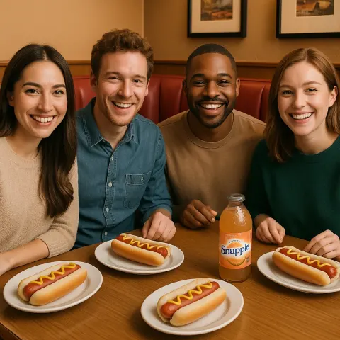 Group of People Sitting at a Restaurant Booth with Plates