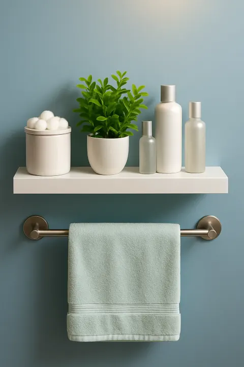White Floating Shelf Is Mounted Firmly on a Wall
