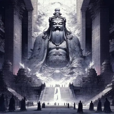 Massive Temple Statue in Manga Grandeur