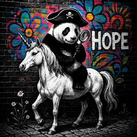 Striking Photo Featuring a Panda Perched Atop a Unicorn