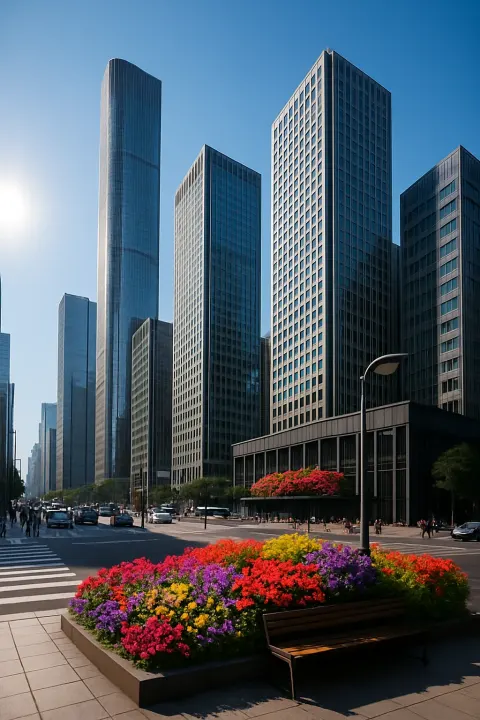 Sprawling City Skyline Showcases a Collection of Contemporary High-rises