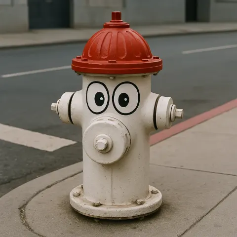 White Fire Hydrant with a Red Top