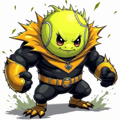 Tennis Ball Monster in Superhero Gold