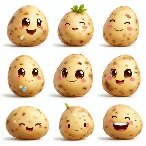 Cute 3D Potato Emoticon Sticker Set