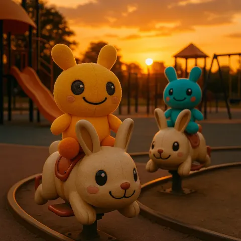 Two Cheerful Plush Toys Crafted as Lively Little Characters