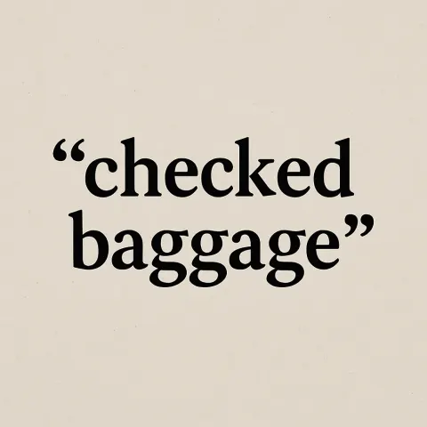 Provide a Two-word Phrase Related to Luggage