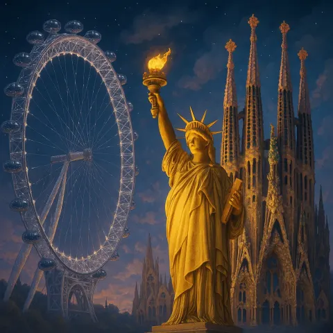 Whimsical Scene Unfolds with the Millennium Wheel Towering High