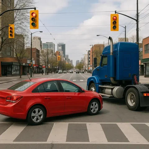 Near a Traffic Signal at a Crowded Crossroads