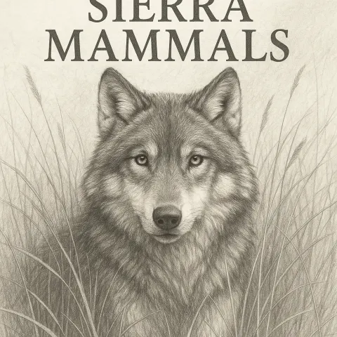 Detailed Pencil Illustration of a Wolf Amidst Tall Grass