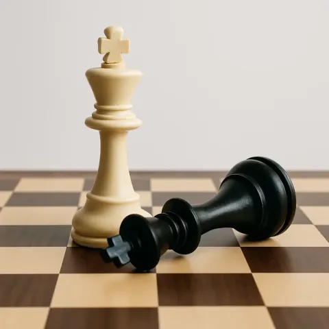 Standing White Chess King and a Fallen Black Chess King