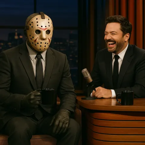 Jason Voorhees on the Set of a Late-night Talk Show