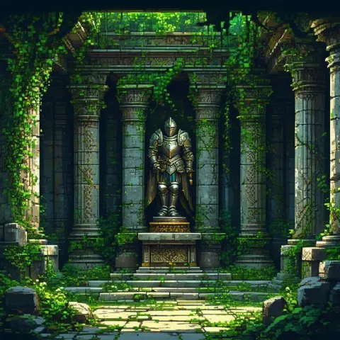 Vine Covered Pixel Temple Treasure Room