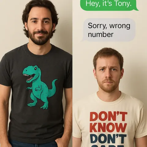 Text Message Exchange with Responses Identifying a Sender Named "Tony"