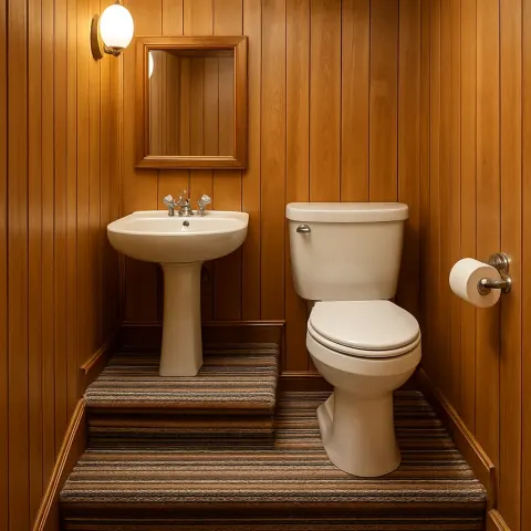 Small Bathroom with a Toilet and Sink Awkwardly Placed