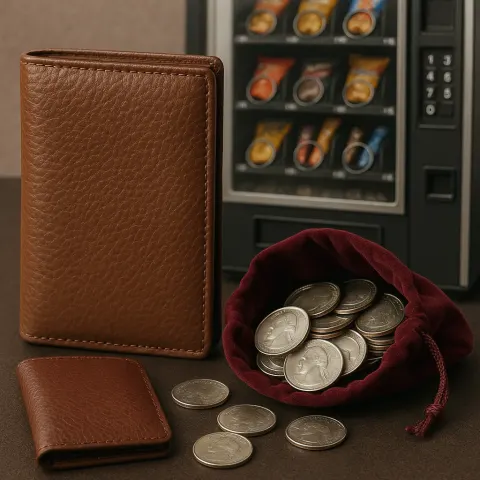 Shiny Coins Are Stored in a Soft Velvet Coin Pouch