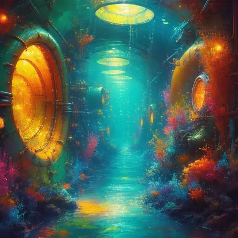 Alice Tripping Inside the Nautilus Submarine
