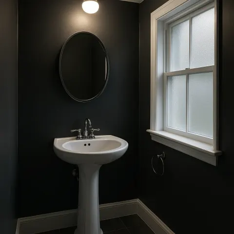 Small Bathroom with Dark Walls