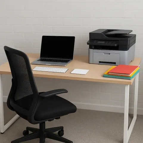 Imagine a Modern Office Layout Showcasing a Sleek Desk