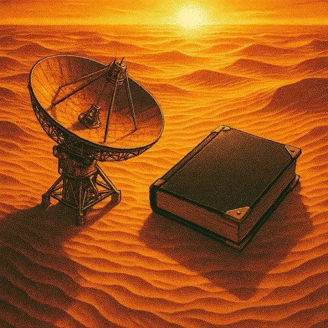 Amidst Vast Sand Dunes Rippled by Wind at Sunset