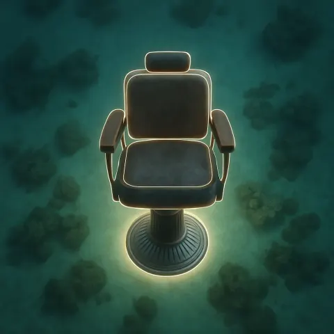 Solitary Retro-futuristic Barber Chair