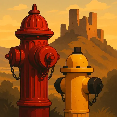 Against the Medieval Castle Ruins Crowning a Hilltop Overlooking