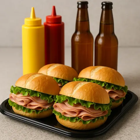 Tray of Deli Sandwiches with Lettuce and Meat