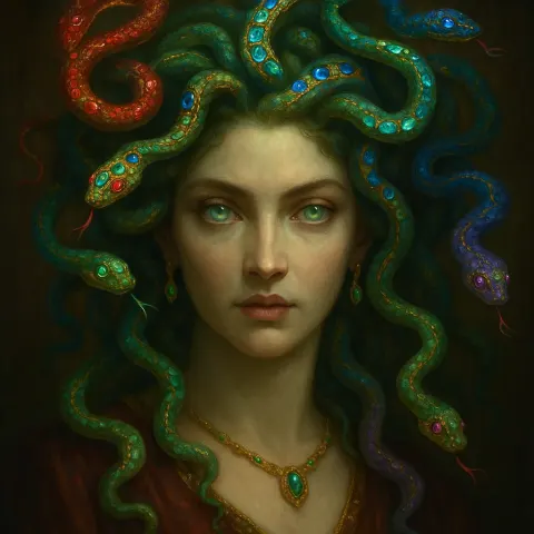 Vivid Medusa with Her Hair Woven