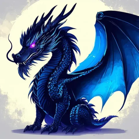 Sleek Black Dragon With Glowing Purple Eyes