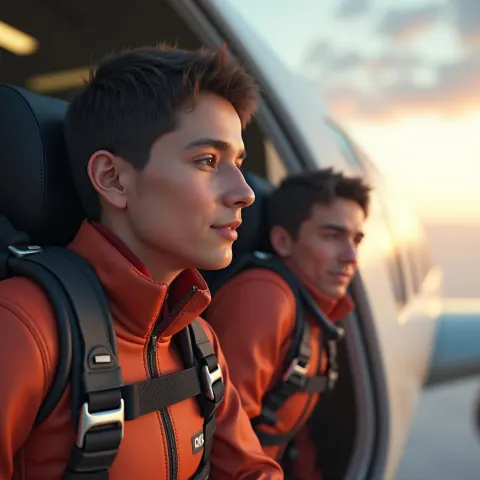 Skydivers Boarding a Plane at Dawn