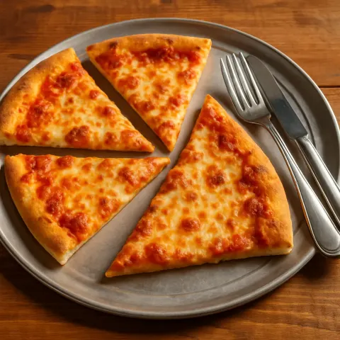 Slices of Cheesy Pizza on a Silver Tray