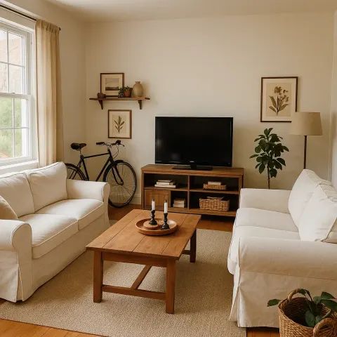Cozy Living Room with White Couches