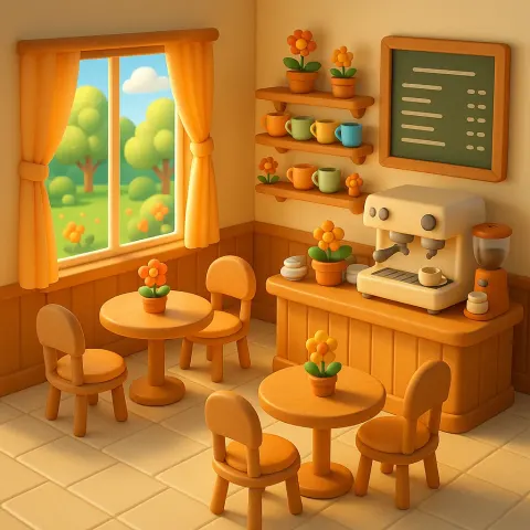 Cozy Café Interior in a Whimsical