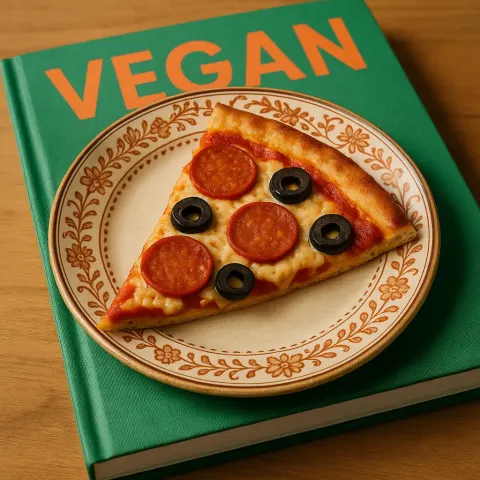 Slice of Vegan Pizza with Plant-based Cheese