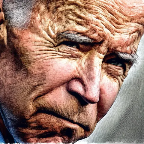 Aging Joe Biden in Somber Studio Light