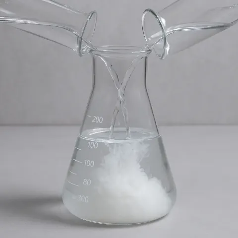 Two Clear Liquids Are Being Combined in a Flask