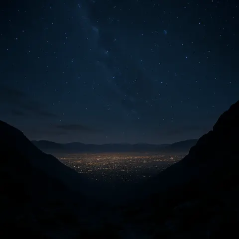 Innumerable Distant City Lights Blanket a Vast