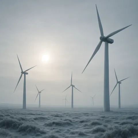 Numerous Colossal Wind Turbines Stand Silent Guard over a Desolate