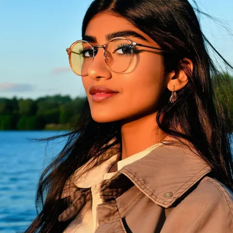 Stylized Mia Khalifa at Lakeside Sunset