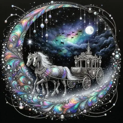 Fantasy Carriage Ride Under Starry Sky