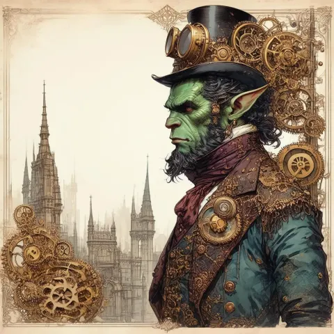 Victorian Half Ogre With Intricate Gears