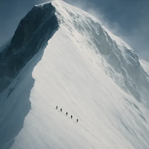Small Group of Distant Mountaineers