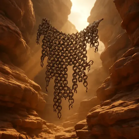 Single Piece of Chain Mail—defined by its Heavy Sagging Quality