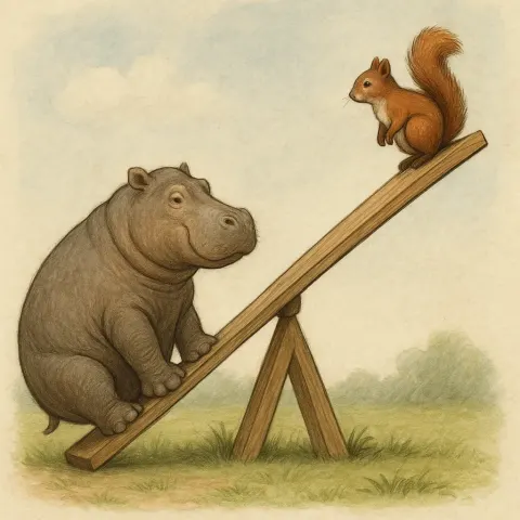 Illustration Depicting a Steeply Slanted Seesaw
