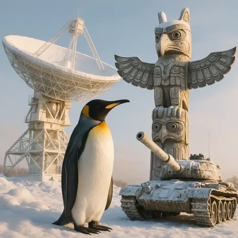 Snow-laden Winter Wonderland Sets the Stage Where Four Distinct Elements—a